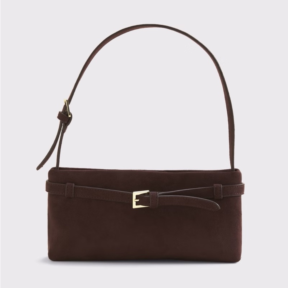 Abercrombie Brown Suede Belted Shoulder Bag
